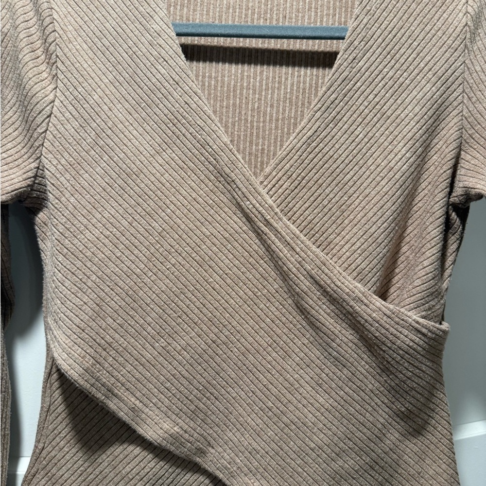 Astr Ribbed Beige Sweater - Picture 2 of 4